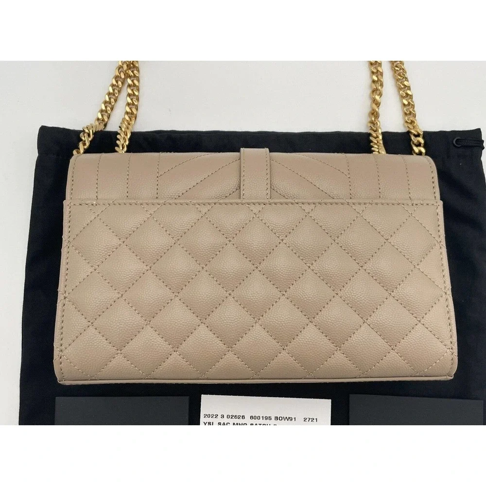 ❌SOLD❌Saint Laurent YSL Small Envelope Quilted Leather Crossbody Bag Purse Beige - Picture 4 of 12